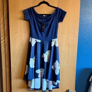 Navy Blue Floral Dress